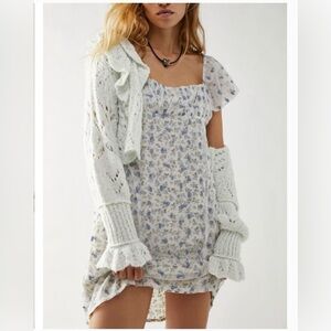 Free People Sugar and Spice Floral Mini Dress in Ivory Combo Size M. NWT